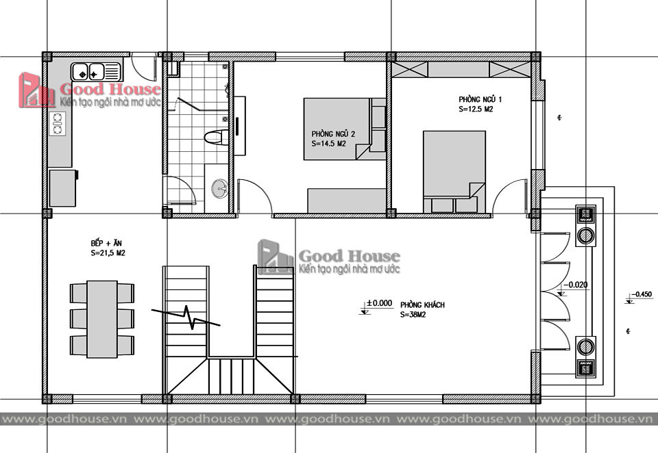 Thiết kế nhà vuông 8x10m tại Ninh Bình [Kiến trúc Good-House]