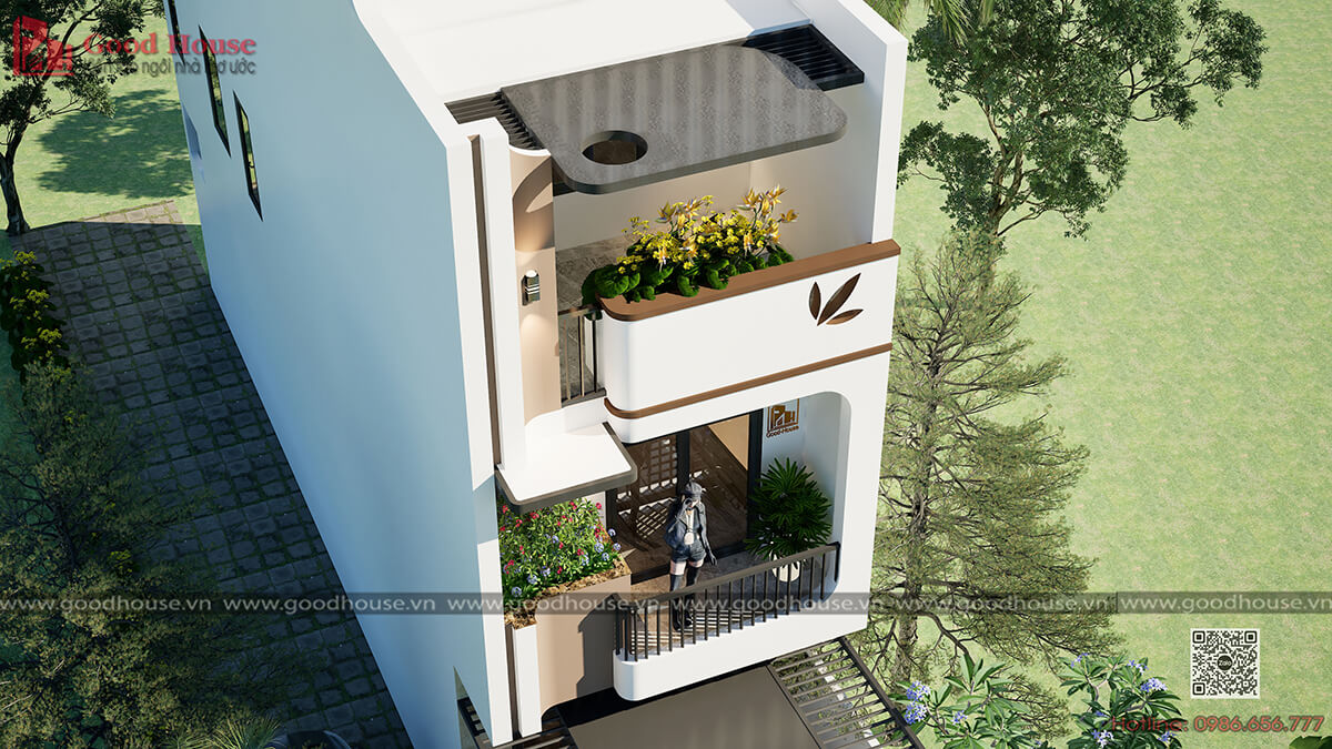 Phối cảnh chim bay nhà phố 3 tầng 4,5x20m